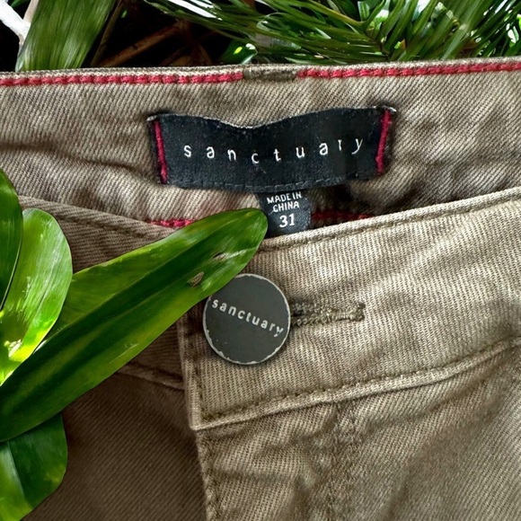 SANCTUARY Army Green Pants w/ Zipper Detail - Size 31 - Picture 3 of 11